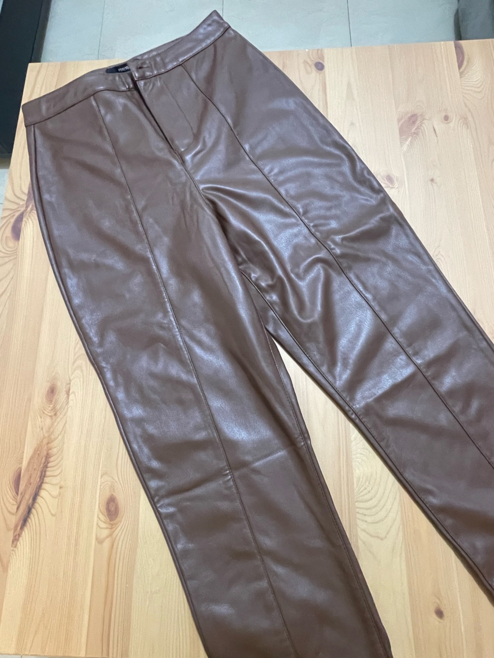 Forever 21 Brown Faux Leather High-Rise Trousers